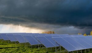 solar panel on cloudy day